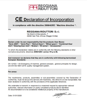 CE Declaration of Incorporation